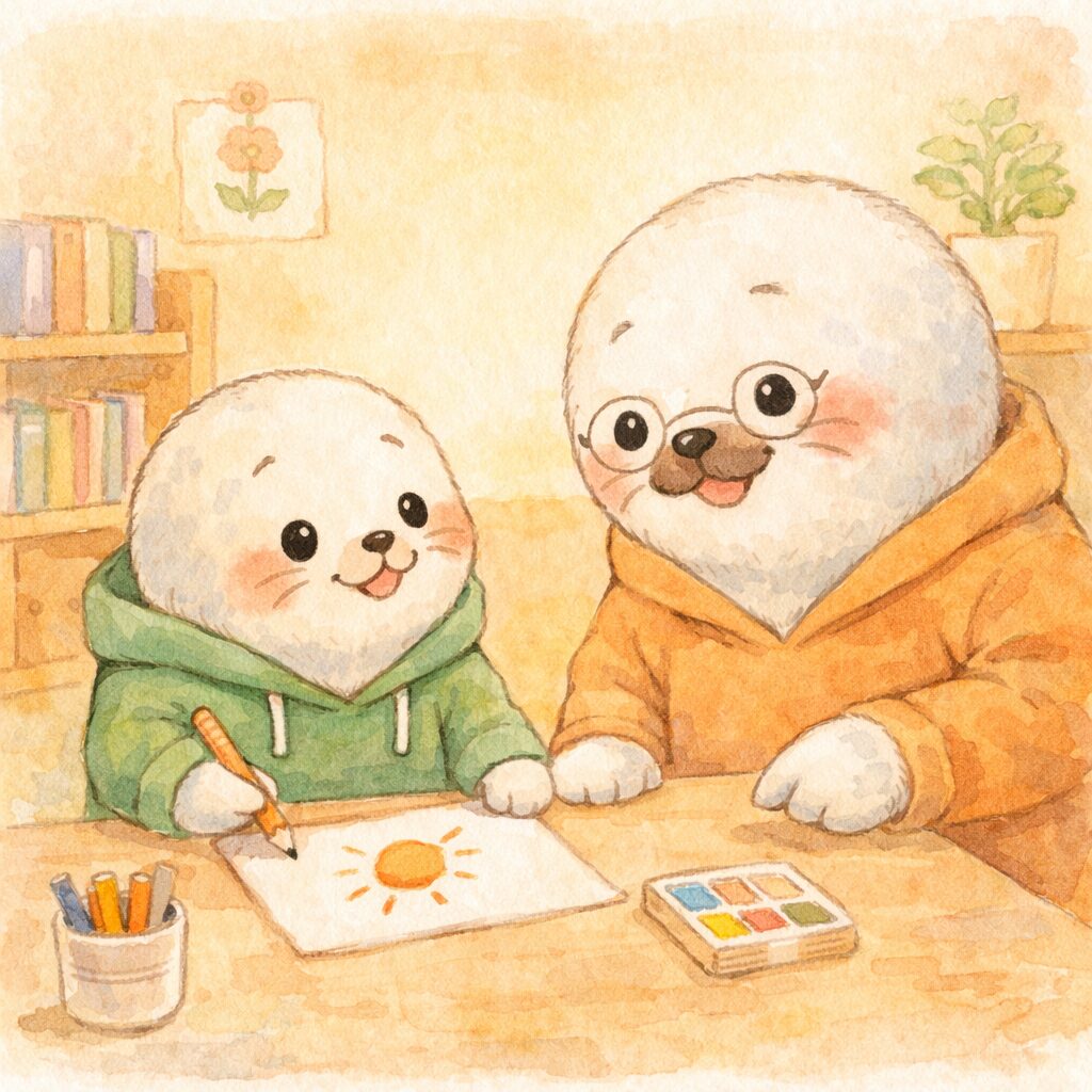 先生と1対1で楽しそうに活動する子どもあざらし