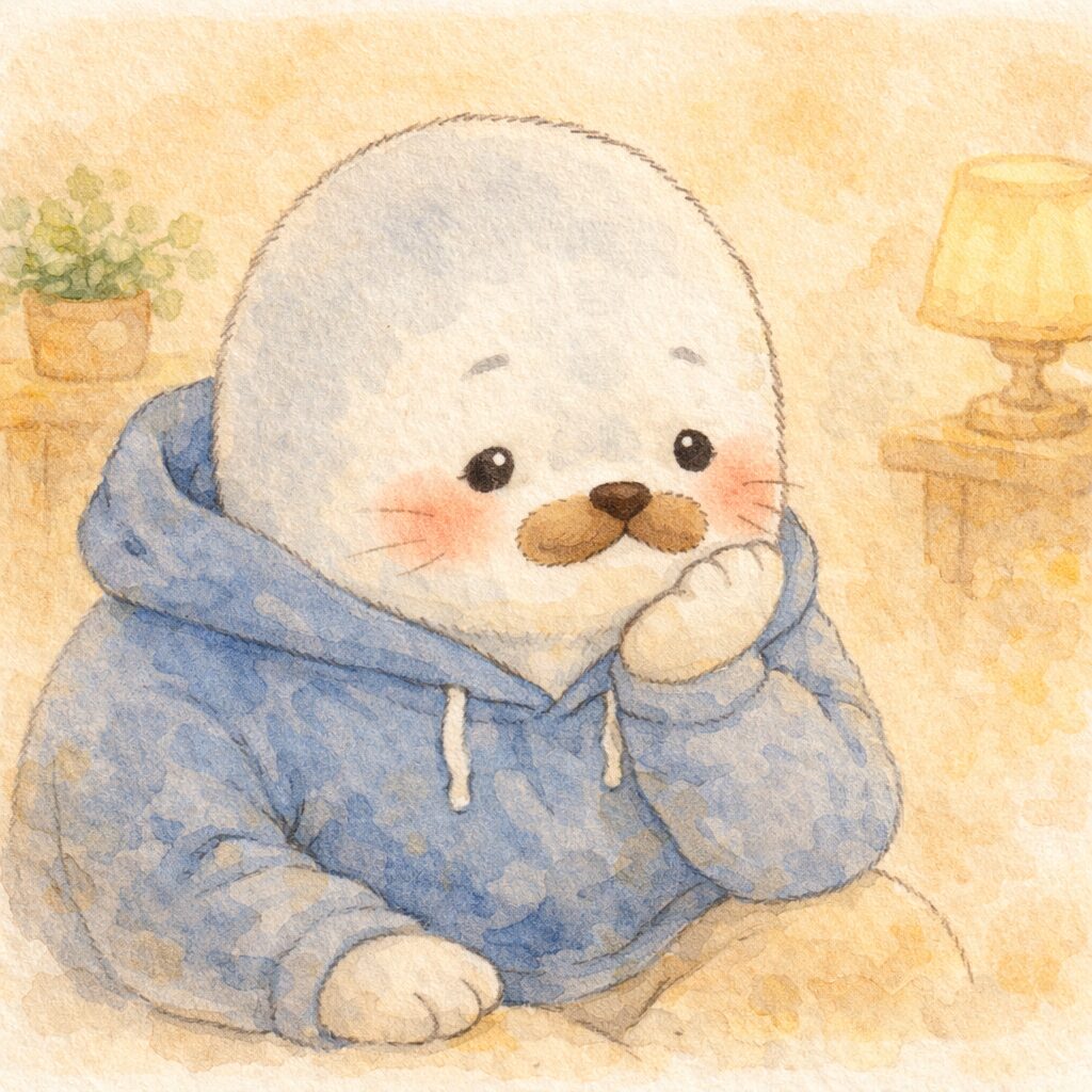 静かに穏やかに考える親あざらし